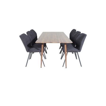 Polar Dining Table 180 cm - Walnut top - Walnut Legs, Gemma Dining Chair - Black Legs - Black Fabric_6