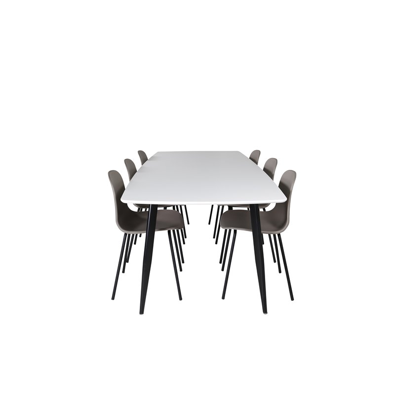 Polar Ellipse Dining Table - 240*100*H75 - White / Black, Arctic Dining Chair - Black Legs - Khaki Plastic_6