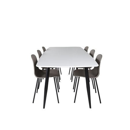 Polar Ellipse Spisebord - 240 * 100 * H75 - Hvid / Sort, Arctic Dining Chair - Sorte Ben - Khaki Pla stic_6