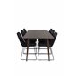 Polar Dining Table 180 cm - Walnut top - Walnut Legs, Muce Dining Chair - Black Legs - Black Fabric_6