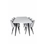 Polar Ellipse Dining Table - 240*100*H75 - White / Black, Velvet Dining Chiar - Black legs - Light GreyFabric_6