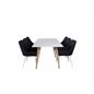 Polar Dining Table - 180*90*H75 - White / Oak, Plaza Dining Chair - White Legs - Black Fabric_6