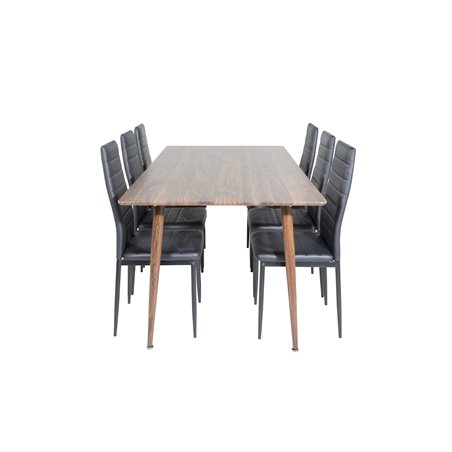 Polar Dining Table 180 cm - Walnut top - Walnut Legs, Slim High Back Dining Chair - Black Legs - Black PU_6