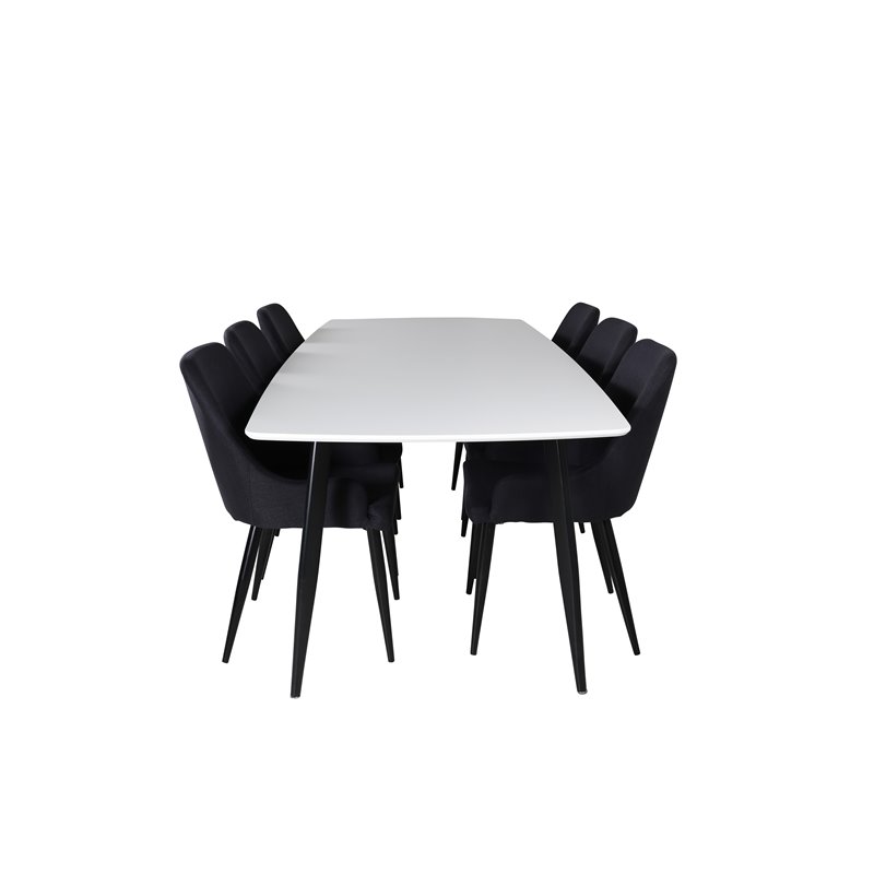 Polar Ellipse Dining Table - 240*100*H75 - White / Black, Plaza Dining Chair - Black Legs - Black Fabric_6