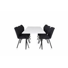 Polar Dining Table - 180*90*H75 - White / Black, Gemma Dining Chair - Black Legs - Black Fabric_6