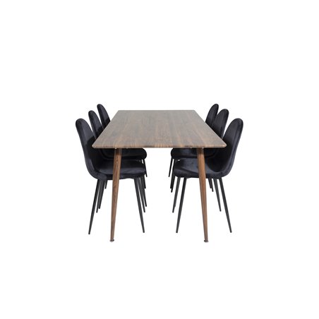 Polar Dining Table 180 cm - Walnut top - Walnut Legs, Polar Dining Chair - Black legs / Black Velvet (ersätter 19902-888)_6