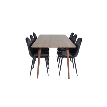 Polar Dining Table 180 cm - Walnut top - Walnut Legs, Polar Dining Chair - Black legs / Black Velvet (ersätter 19902-888)_6