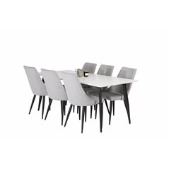 Polar Dining Table - 180*90*H75 - White / Black, Leone Dining Chair - Grey / Black_6