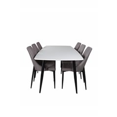 Polar Ellipse Dining Table - 240*100*H75 - White / Black, Leone 2,0 Dining Chair - Grey / Black_6