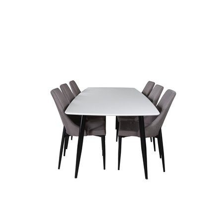 Polar Ellipse Dining Table - 240*100*H75 - White / Black, Leone 2,0 Dining Chair - Grey / Black_6