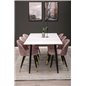 Polar Dining Table - 180*90*H75 - White / Black, Velvet Dining Chair Brass - Pink / Black_6