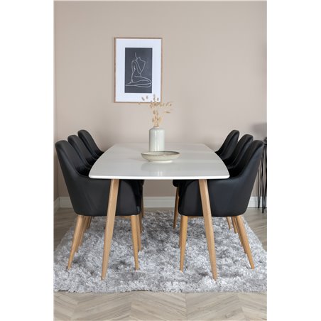 Polar Ellipse Dining Table - 240*100*H75 - Oak / White, Comfort Dining Chair - Black / Oak_6