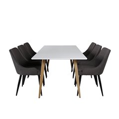 Polar Dining Table - 180*90*H75 - White / Oak, Plaza Dining Chair - Dark Grey / Black_6