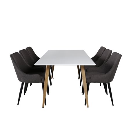 Polar Dining Table - 180*90*H75 - White / Oak, Plaza Dining Chair - Dark Grey / Black_6