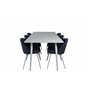 Polar Dining table 180 cm - White top / White Legs, Velvet Dining Chiar - White legs - Blue Fabric_6