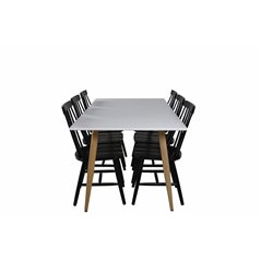 Polar Dining Table - 180*90*H75 - White / Oak, Lönneberga Windsor Chair - Black_6