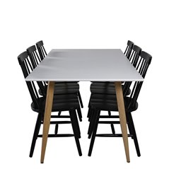 Polar Dining Table - 180*90*H75 - White / Oak, Lönneberga Windsor Chair - Black_6