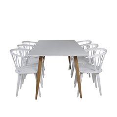 Polar Dining Table - 180*90*H75 - White / Oak, Bullerbyn Windsor Dining Chair - White_6