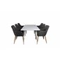 Polar Dining table 180 cm - White top / White Legs, Comfort Dining Chair - Dark Grey / Oak_6