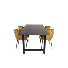 Count Dining Table - 220*100*H75 - Black / Black, Limhamn - Chair - Gold Velvet_4