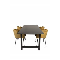 Count Dining Table - 220*100*H75 - Black / Black, Limhamn - Chair - Gold Velvet_4