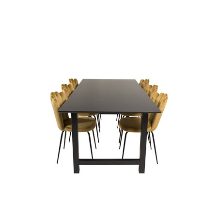 Count Dining Table - 220*100*H75 - Black / Black, Limhamn Light - Chair - Gold Velvet_6