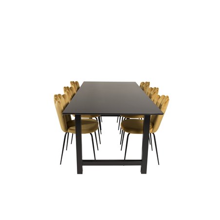 Count Dining Table - 220*100*H75 - Black / Black, Limhamn Light - Chair - Gold Velvet_6