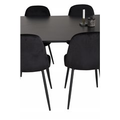 Count Dining Table - 220*100*H75 - Black / Black, Polar Dining Chair - Black legs / Black Velvet (ersätter 19902-888)_6