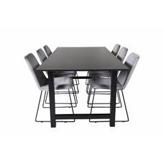 Count Dining Table - 220*100*H75 - Black / Black, Muce Dining Chair - Black Legs - Grey Velvet_6