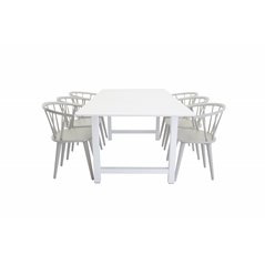 Count Dining Table - 220*100*H75 - White / White, Bullerbyn Windsor Dining Chair - Grey_6