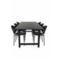 Count Dining Table - 220*100*H75 - Black / Black, Vault Dining Chair - Black legs - Black Flower printed fabric_6