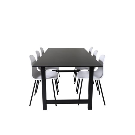 Count Dining Table - 220*100*H75 - Black / Black, Arctic Dining Chair - Black Legs - White Plastic_6