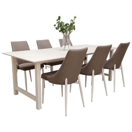 Count Dining Table - 220*100*H75 - White / White, Leone 2 Dining Chair - Grey / White_6