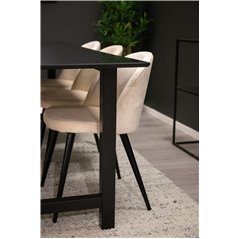 Count Dining Table - 220*100*H75 - Black / Black, Velvet Dining Chair - Beige / Black_6