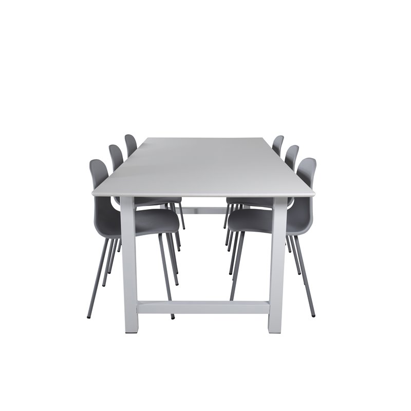 Count Dining Table - 220*100*H75 - White / White, Arctic Dining Chair - Grey Legs - Grey Plastic_6