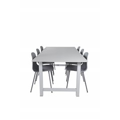 Count Dining Table - 220*100*H75 - White / White, Arctic Dining Chair - Grey Legs - Grey Plastic_6