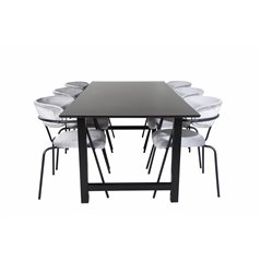 Count Dining Table - 220*100*H75 - Black / Black, Arrow armchair - Black Legs - Grey Velvet_6