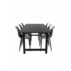 Count Dining Table - 220*100*H75 - Black / Black, Polar Plastic Dining Chair - Black Legs / Grey Plastic_6