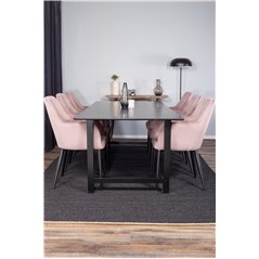 Count Dining Table - 220*100*H75 - Black / Black, Comfort Dining Chair - Pink / Black_6