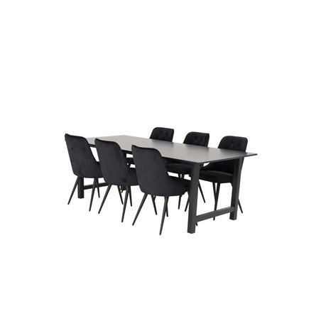 Count Dining Table - 220*100*H75 - Black / Black, Velvet Deluxe Dining Chair - Black / Black_6