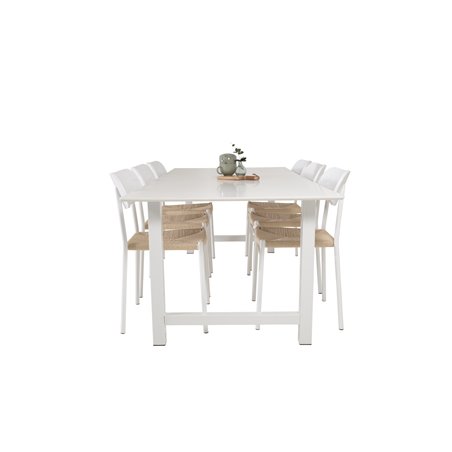 Count Dining Table - 220*100*H75 - White / White, Polly Dining Chair - Nature / White_6