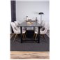 Count Dining Table - 220*100*H75 - Black / Black, Velvet Deluxe Dining Chair - Light Grey / Brass_6