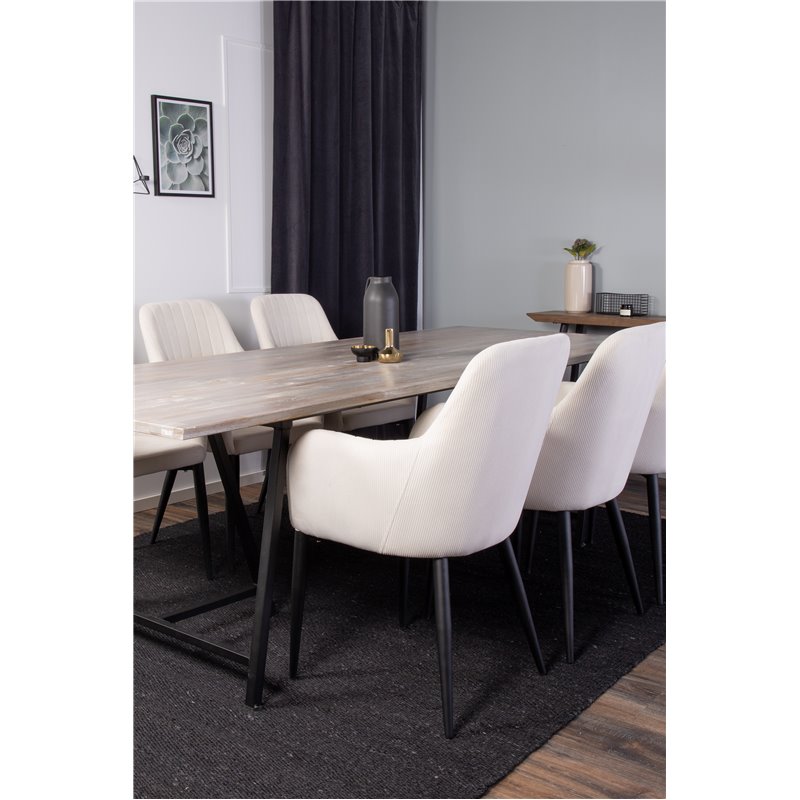 Jepara Dining Table - 250*100*H76 - Grey /Black, Comfort Dining Chair - Beige / Black_6