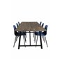 Malang Spisebord - 250 * 100 * H76 - Mørk Teak / Sort, Arctic Dining Chair - Sorte Ben - Blue Pla stic_6