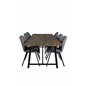 Malang Dining Table - 250*100*H76 - Dark Teak / Black, Gemma  Dining Chair - Black Legs - Grey Fabric_6