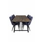 Malang Dining Table - 250*100*H76 - Dark Teak / Black, Velvet Deluxe Dining Chair - Black Legs - Blue Fabric_6