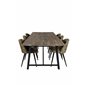 Malang Dining Table - 250*100*H76 - Dark Teak / Black, Velvet Dining Chiar - Black legs -  Dusty Green Velvet_6