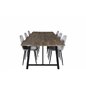 Malang Dining Table - 250*100*H76 - Dark Teak / Black, Polar Diamond Dining Chair - Black Legs - Grey Velvet_6