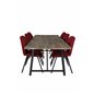 Malang Dining Table - 250*100*H76 - Dark Teak / Black, Gemma  Dining Chair - Black Legs - Red Fabric_6