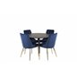 Dipp Dining Table - 115cm - Black / Black Brass, Velvet Deluxe Dining Chair - Blue / Brass_4